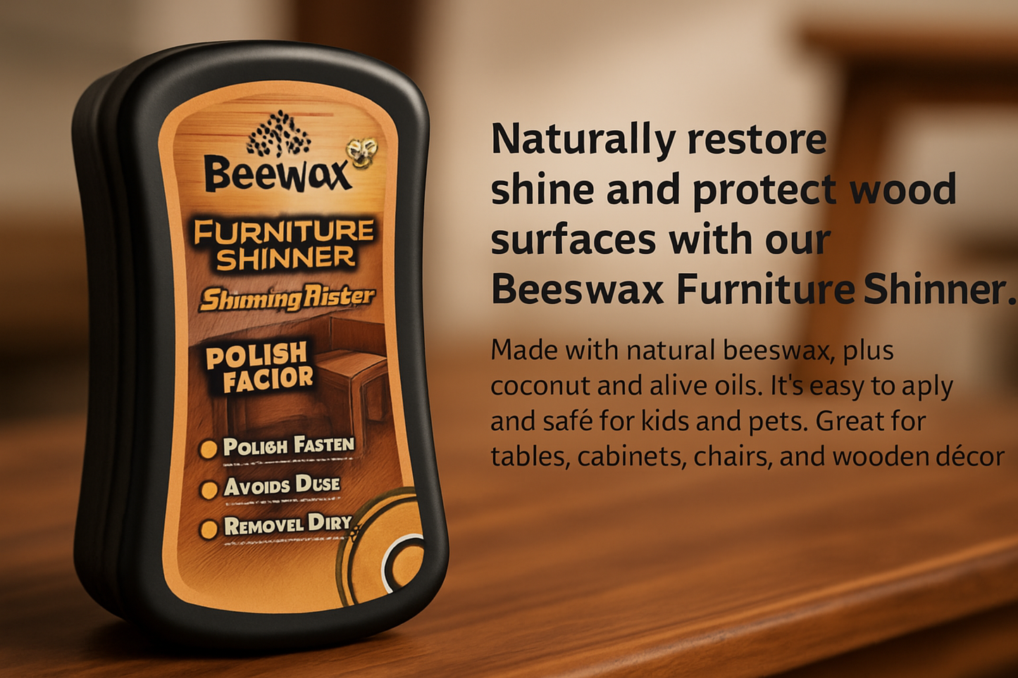 BeeWax Furniture Shiner – Multi-Purpose Wood Polish
